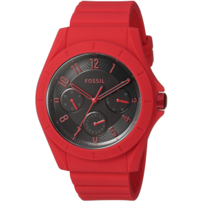 Uhrenarmband (Armband + Gehäuse-Kombination) Fossil FS5289 Silikon Rot 22mm